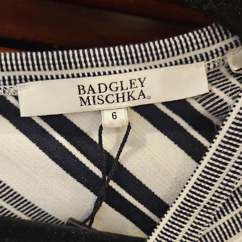 2for$25.  Badgley Mischka Navy and White Striped Garment